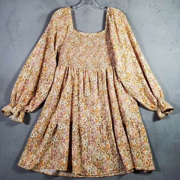 Simply Southern Dress Womens L Floral Smocked Milkmaid Cottage Tiered Prairie - Picture 2 of 9